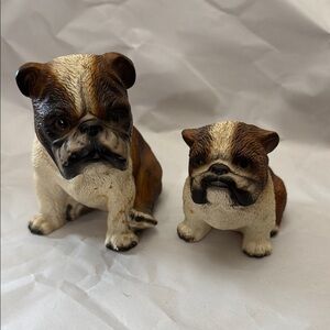 Harvey Knox Japan Global Art Bulldog And Puppy Canine sold as a set